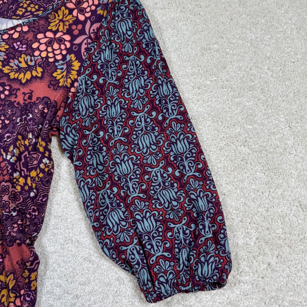 Maeve Anthropologie Top Womens Small Petite Purple Pink Boho Mixed Print Tunic - Picture 6 of 8